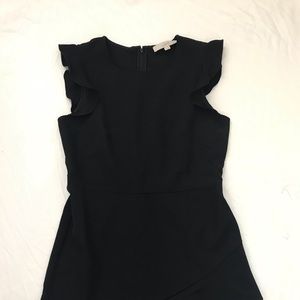 Loft Black Dress with Ruffle Sleeves